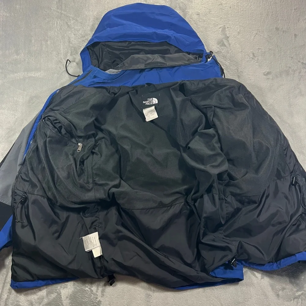 The North Face Rain Jacket Mens Large Blue Good Gore-Tex Packable Hood Full Zip